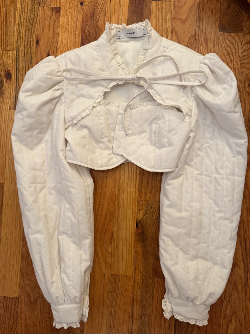 Simonett White Puff Sleeve Crop Top